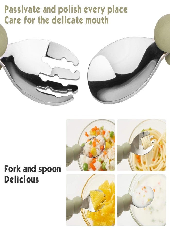 Linowos Silicone Suction Plate for Toddlers with Fork Spoon Set - Self Feeding Training Divided Plate Dish and Bowl for Baby and Toddler, Fits for Most Highchairs Trays (Green) - Image 3